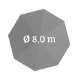&Oslash; 800 cm, rund
